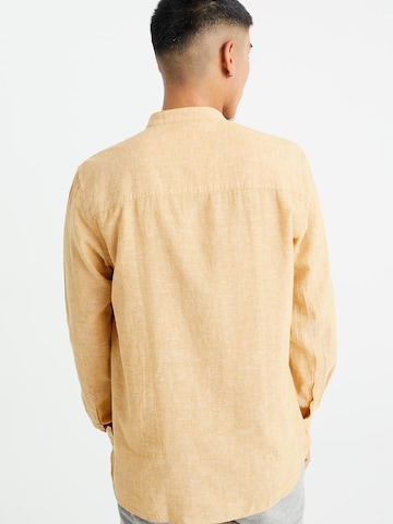 WE Fashion Slim fit Button Up Shirt in Yellow
