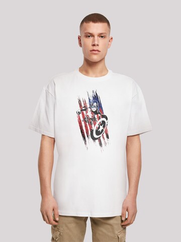 T-Shirt 'Marvel Avengers Captain America Streaks' F4NT4STIC en blanc : devant