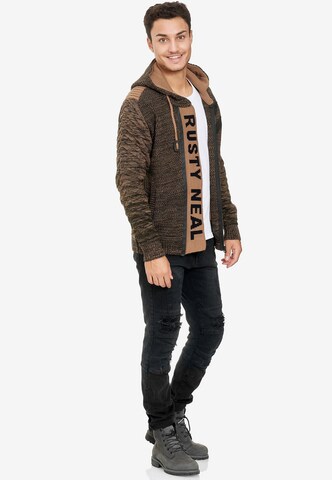 Rusty Neal Knit Cardigan in Brown