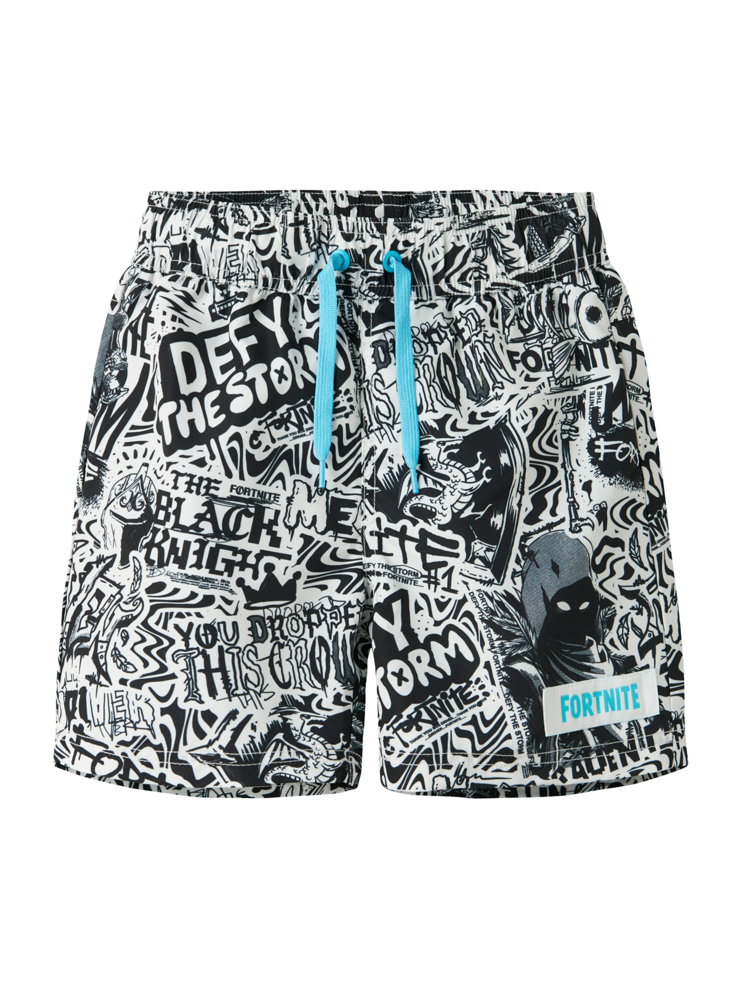 Șorturi de baie 'NKMMARKI FORTNITE' de la NAME IT pe alb: față