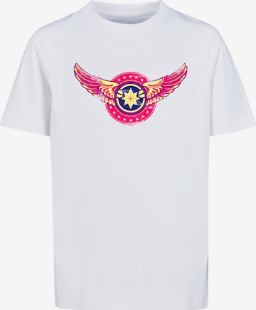 ABSOLUTE CULT Shirt 'Captain Marvel - Movie Wings' in Wit: voorkant