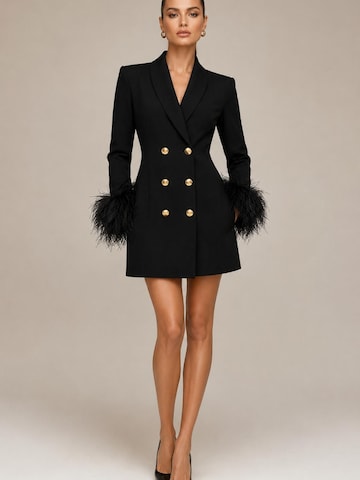 Robe de cocktail 'MAVALEUR FEATHERS' La Maison Milan en noir : devant