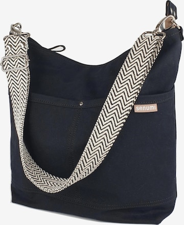 SANUMI Crossbody Bag 'Canvas Hobobag' in Black: front