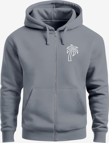 Neverless Zip-Up Hoodie 'Palm Lineart' in Grey: front