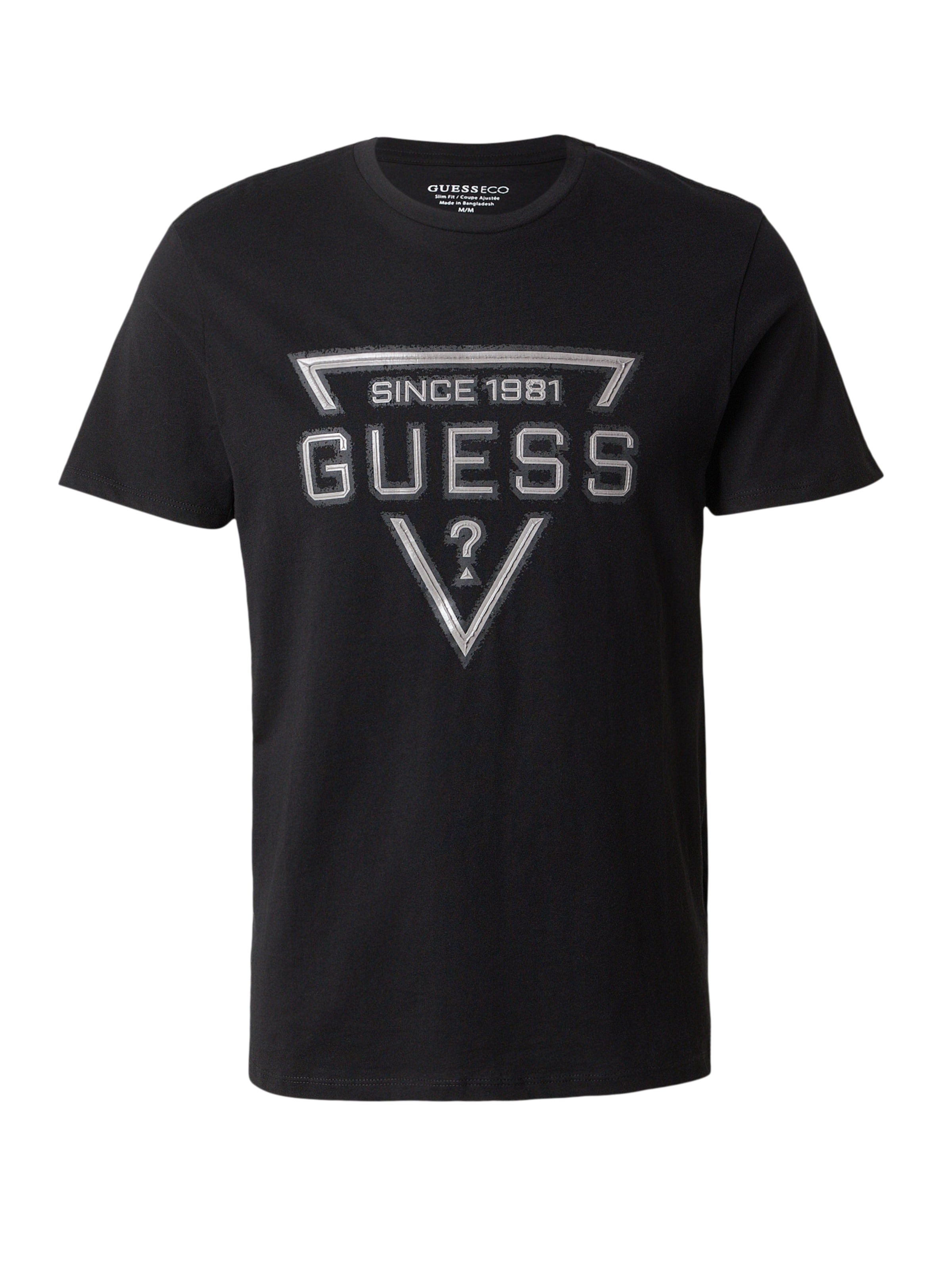 GUESS - Camiseta en negro: frente