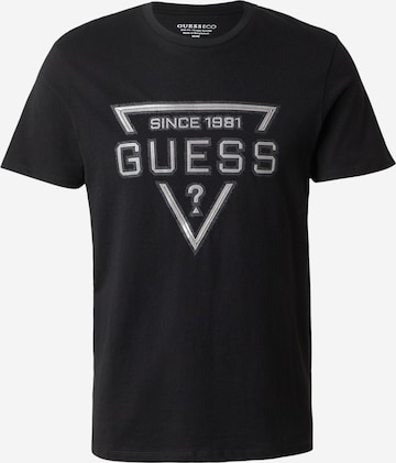 GUESS - Camiseta en negro: frente