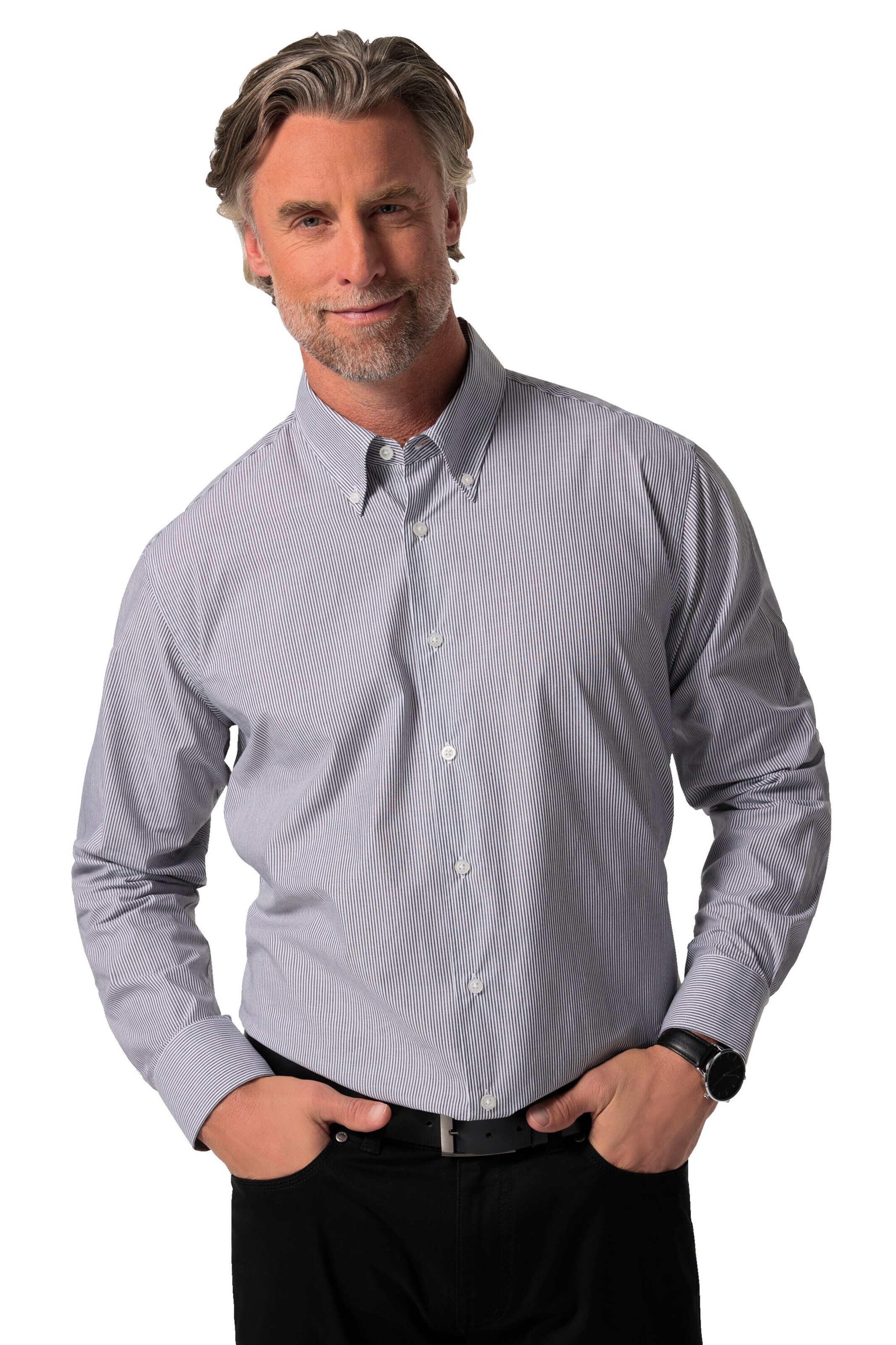 Boston Park Comfort fit Button Up Shirt in Grey: front