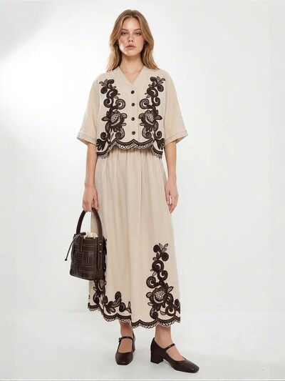 Bianco Lucci Hausanzug 'Zweiteiliges Set' in S in beige, Produktansicht
