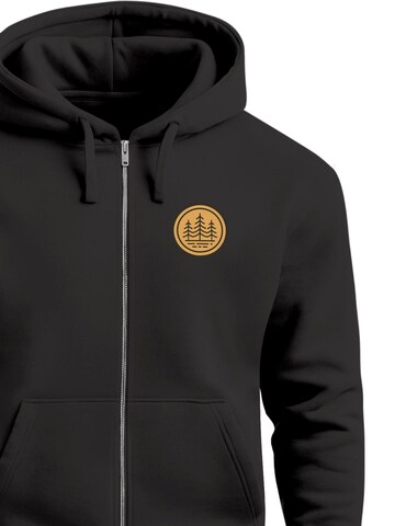 Neverless Sweatjacke 'Bäume Badge'‌‌‌‌‌‌‌‌‌ in Schwarz