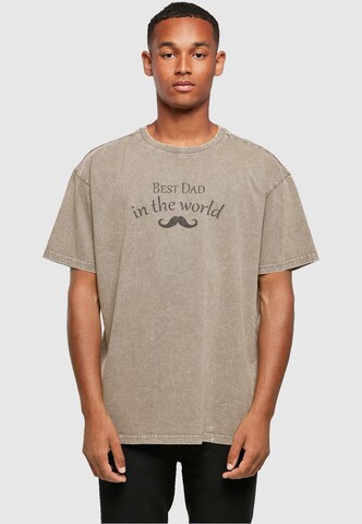 Merchcode Shirt 'Fathers Day - Best dad in the world' in Braun: Vorderseite
