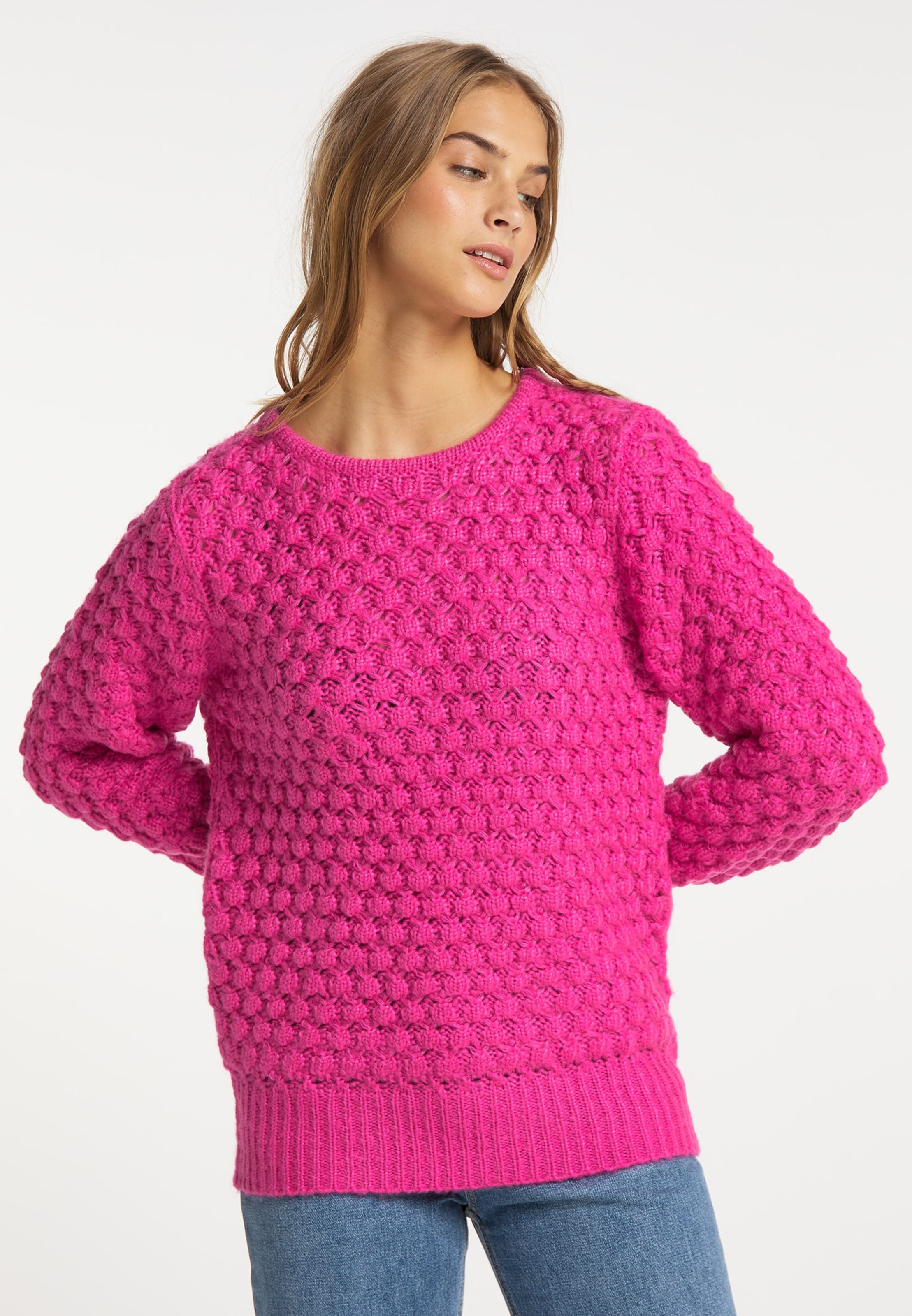 Frauen Große Größen IZIA Pullover in Neonpink - XE00046 Frauen Große Größen IZIA Pullover in Neonpink - XE00046