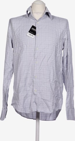 BOSS Black Button Up Shirt in M in Blue: front