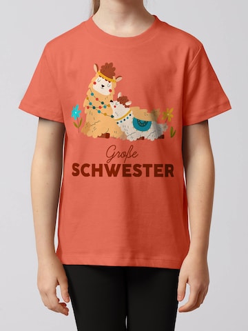 watabout.kids Shirt 'Lama Große Schwester' in Orange: front