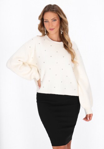 Pull-over faina en blanc : devant