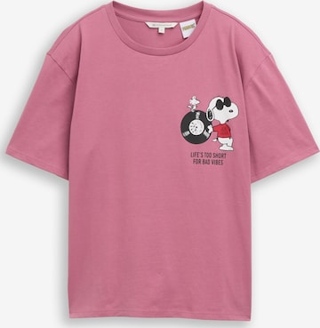 TOM TAILOR DENIM Shirt 'Peanuts' in Pink: front