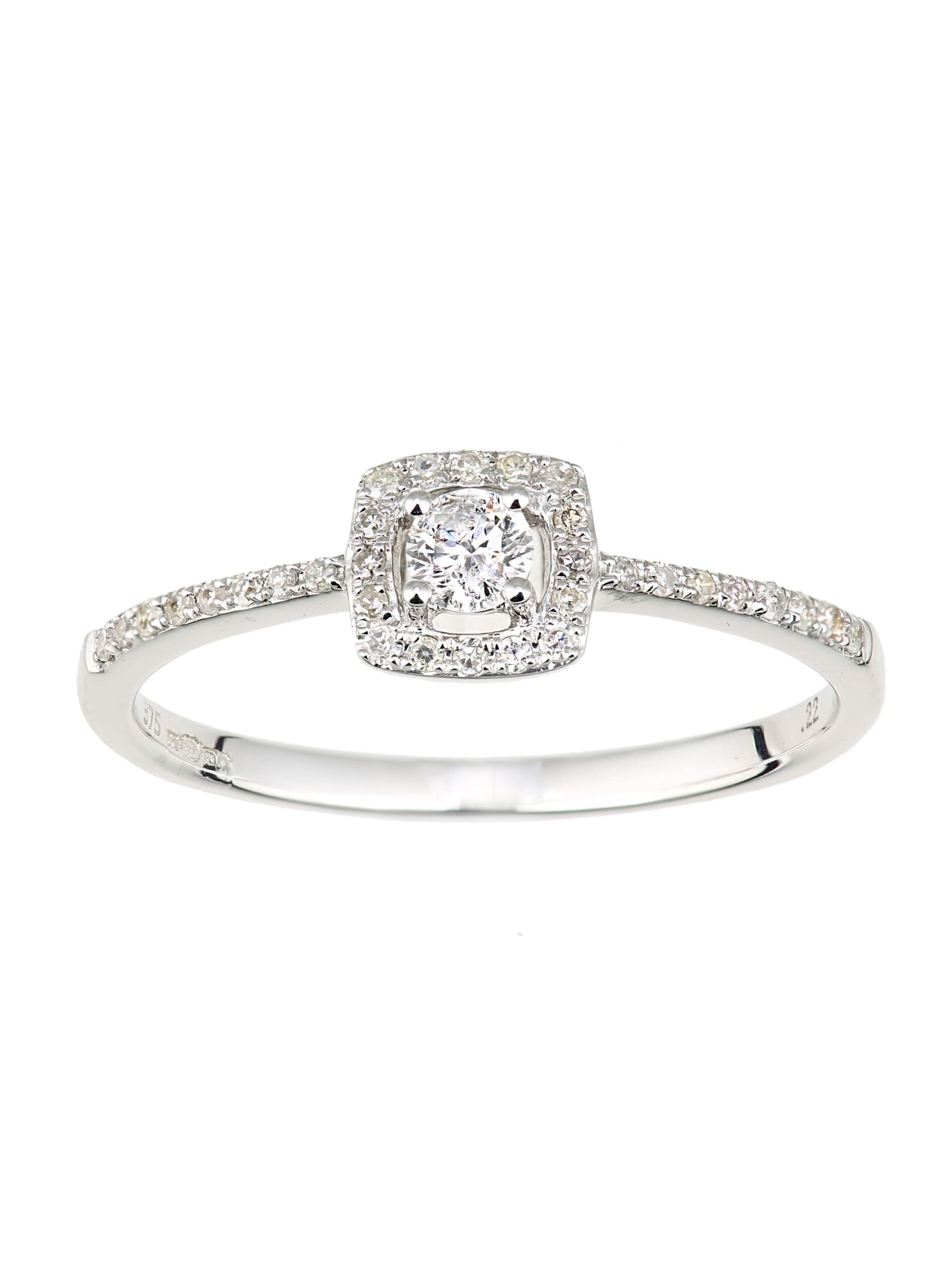 DIAMANT LETERNEL Ring 'Verlobungsring aus 375 Weißgold mit Diamant'‌‌ in Silber: Vorderseite