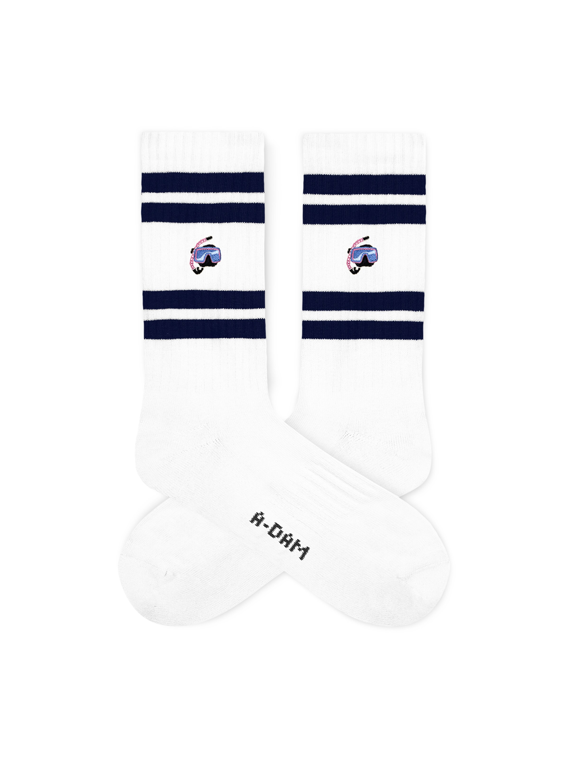 A-dam Socks 'Blue Snorkel' in White