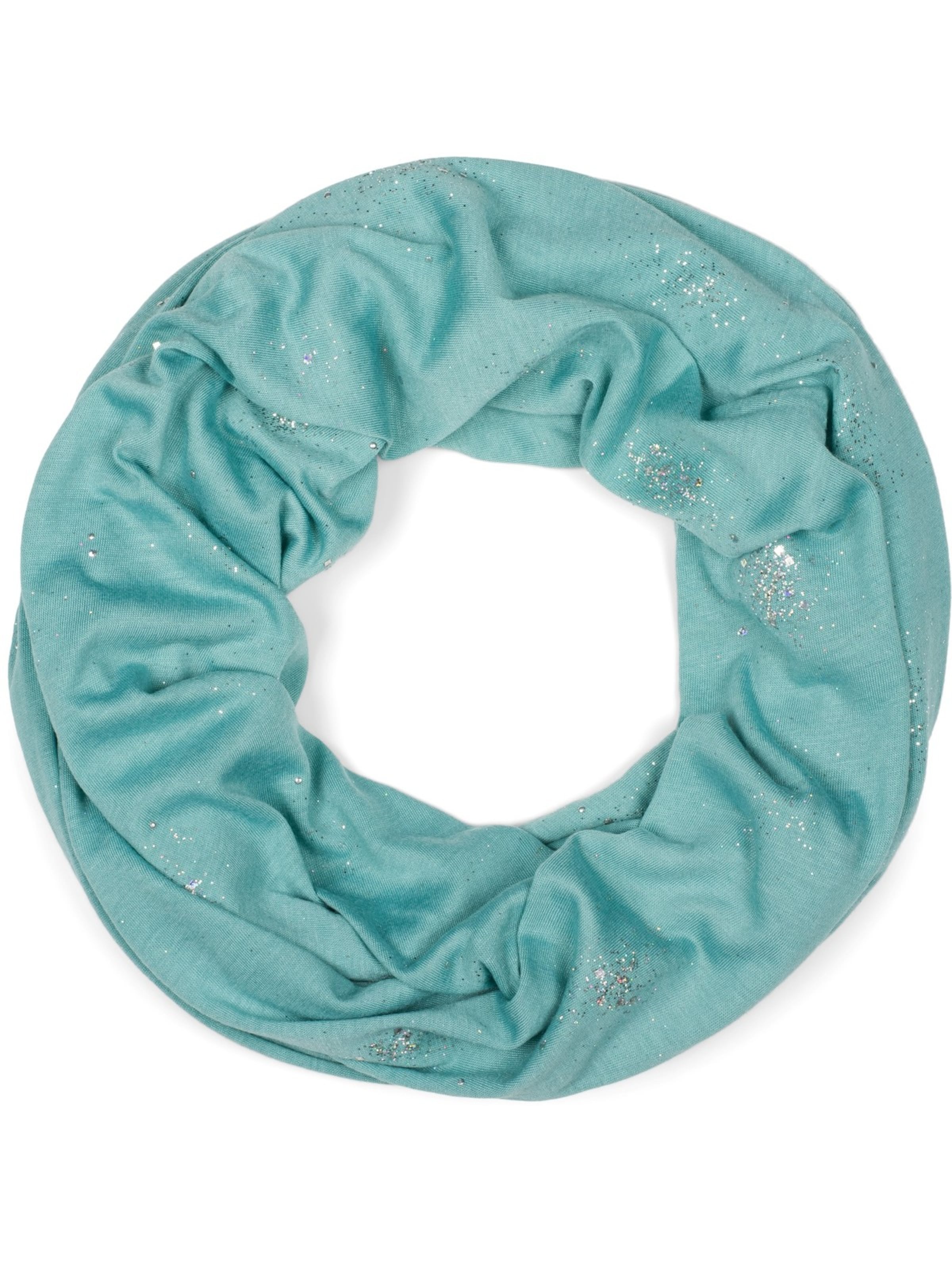 styleBREAKER Tube Scarf 'Loop Schal mit Glitzer und Pailletten Punkte' in Blue: front