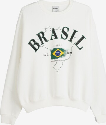 Sweat-shirt Bershka en blanc : devant