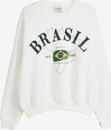 Bershka Sweatshirt in Wit: voorkant