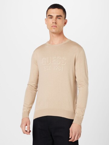 Pull-over 'Gil' GUESS en beige : devant