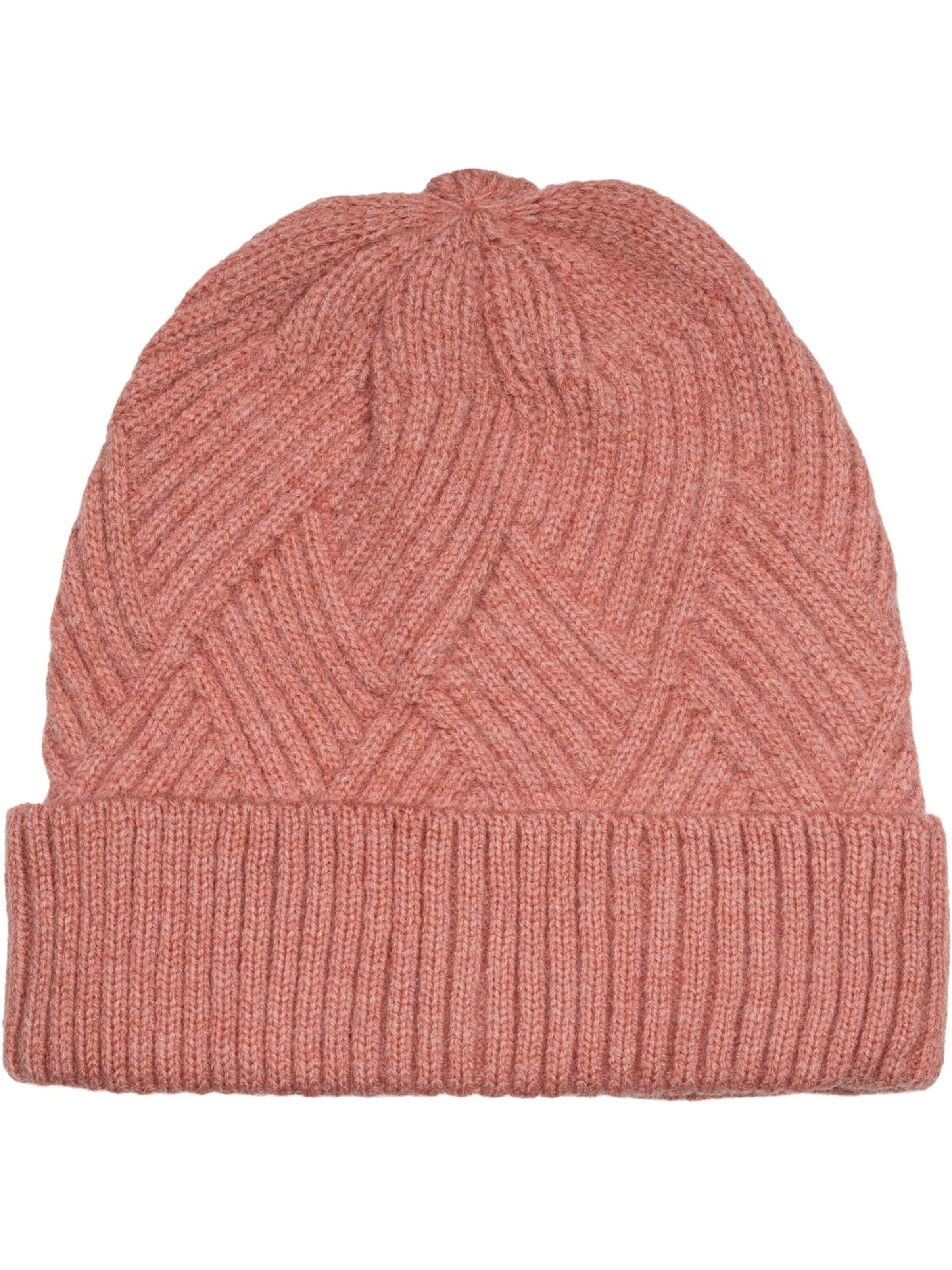styleBREAKER Mütze 'Strickmütze mit Rauten Rippmuster'‌‌‌ in Pink: Vorderseite
