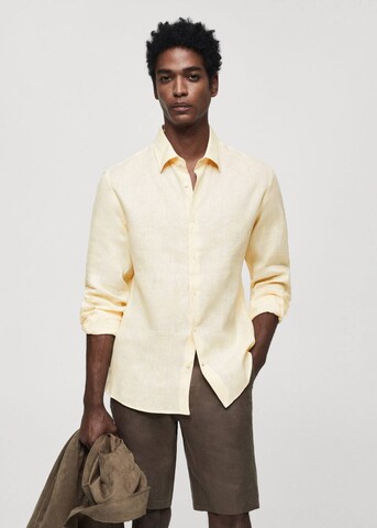 MANGO MAN Regular fit Button Up Shirt 'Parrot' in Yellow: front