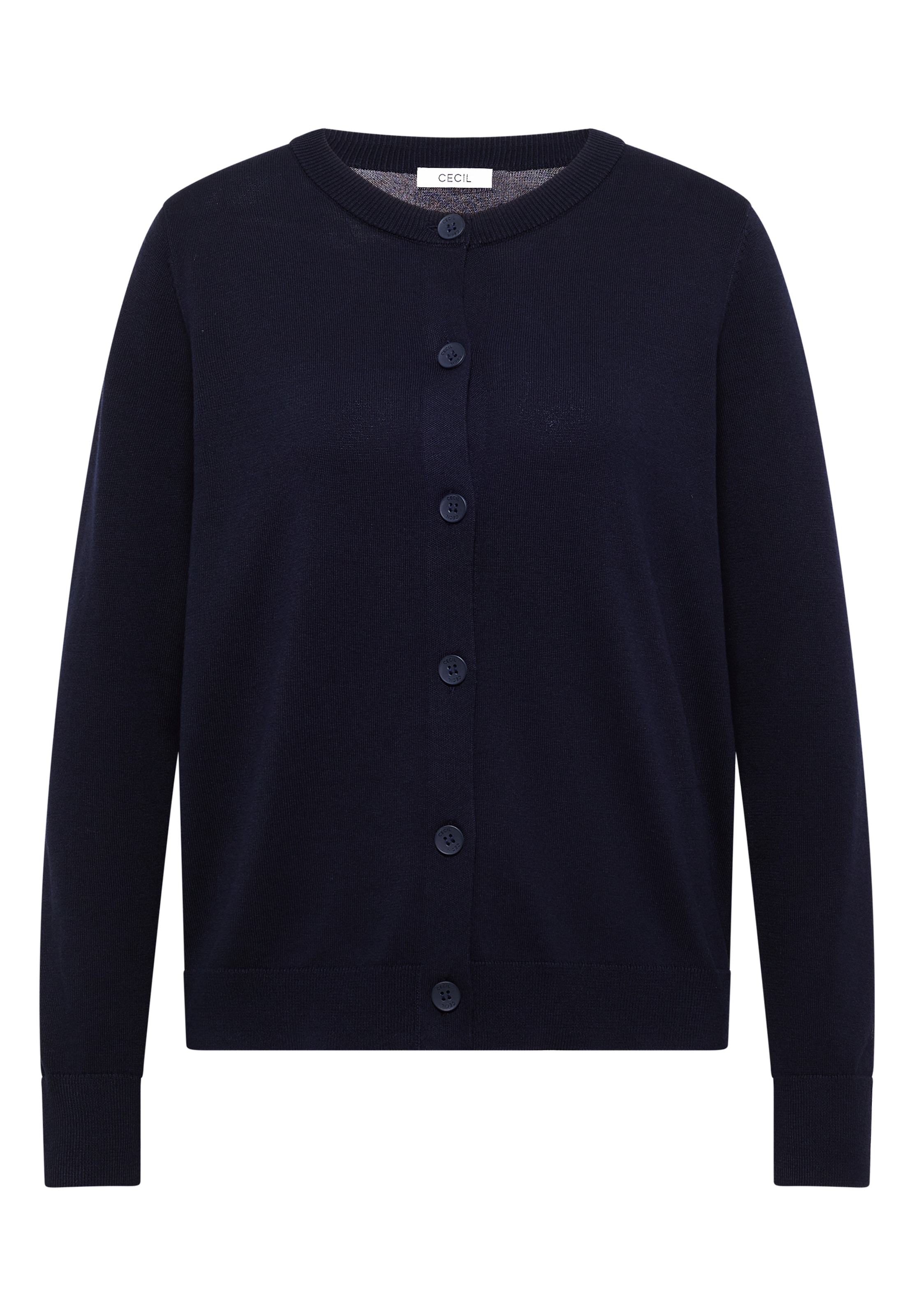 CECIL Cardigan mit Rundhals und Knopfleiste in Blau: Vorderseite