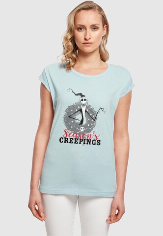 ABSOLUTE CULT T- Shirt 'Ladies The Nightmare Before Christmas - Seasons Creepings Wreath' in Blau: predná strana