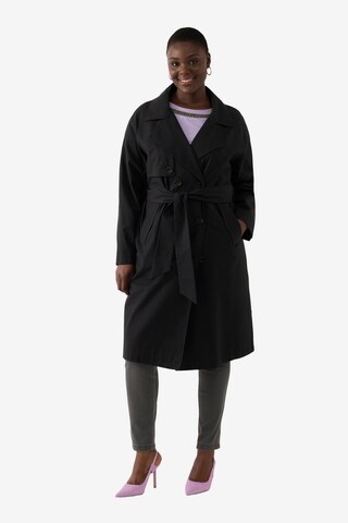 Ulla Popken Between-Seasons Coat in Black: front