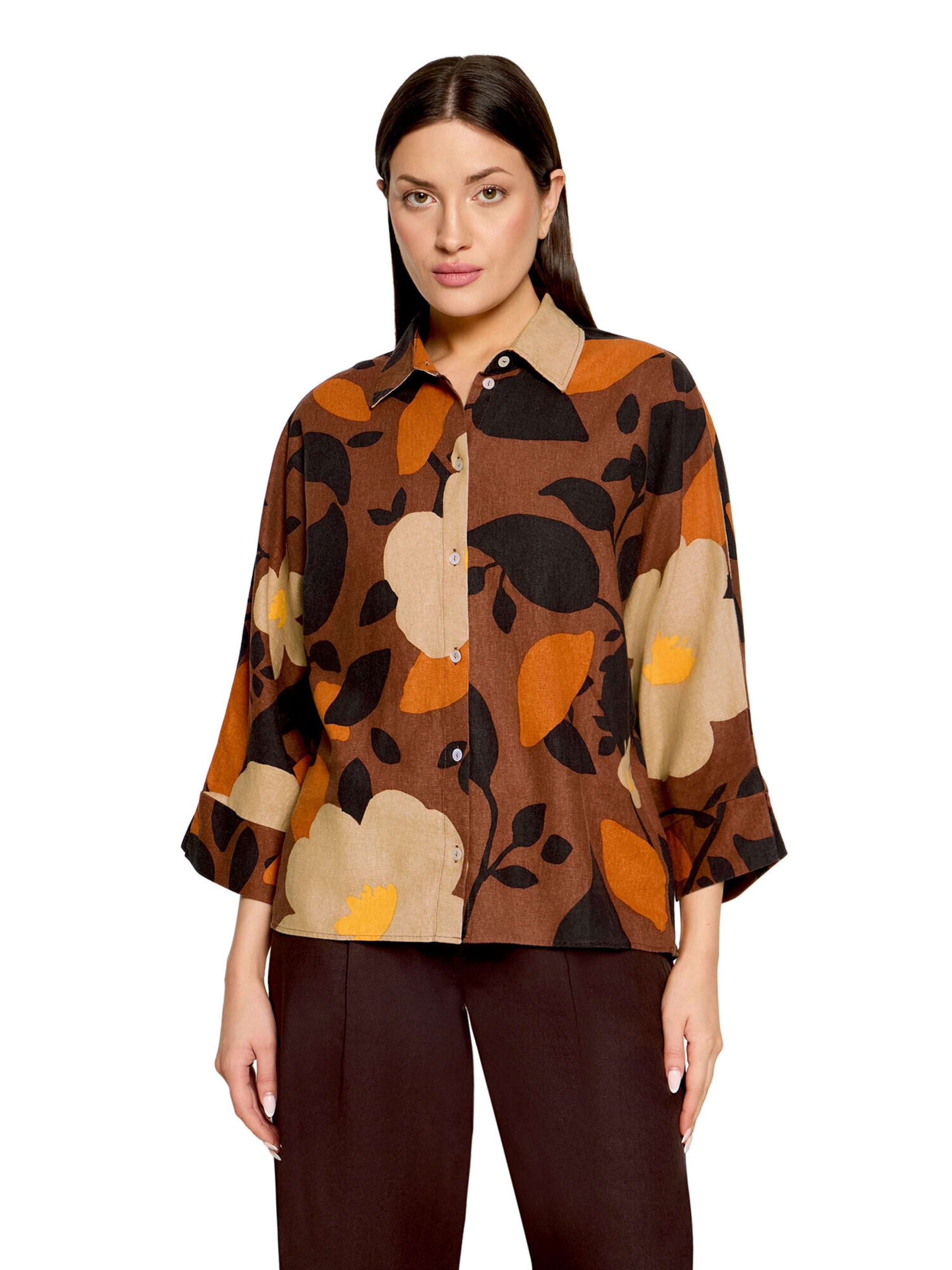 Cartoon Oversize-Bluse mit Muster in Braun: Vorderseite