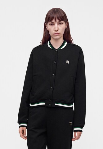 Karl Lagerfeld - Sudadera con cremallera 'IKON' en negro: frente