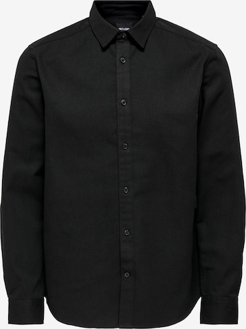 Only & Sons Regular fit Button Up Shirt 'Wes' in Black: front