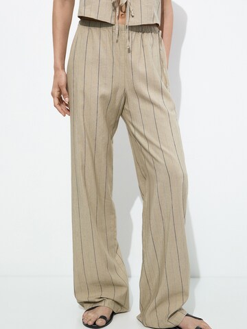 Pull&Bear Wide Leg Hose in Beige