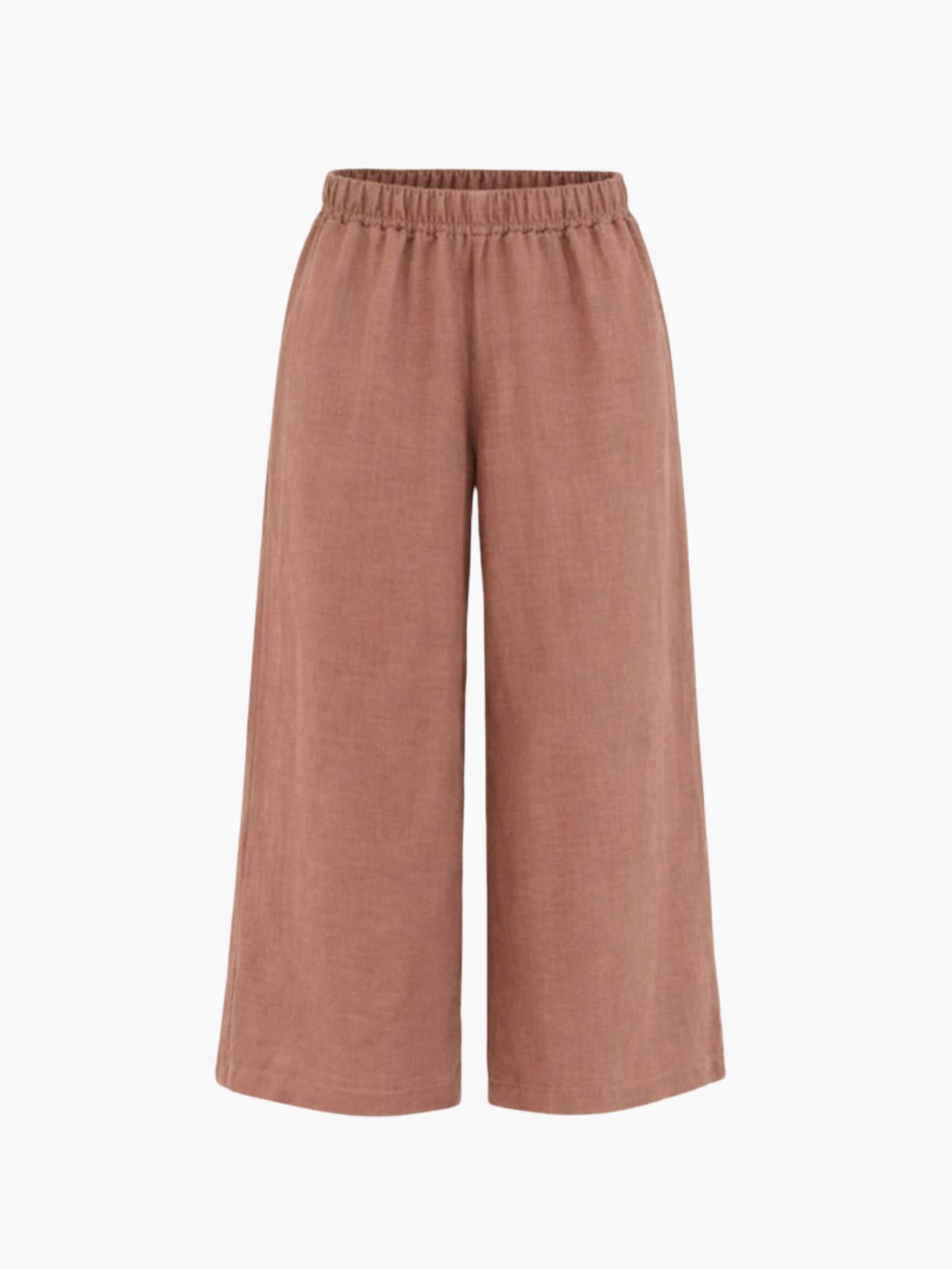AmourLinen Wide leg Trousers 'Tokyo' in Brown: front