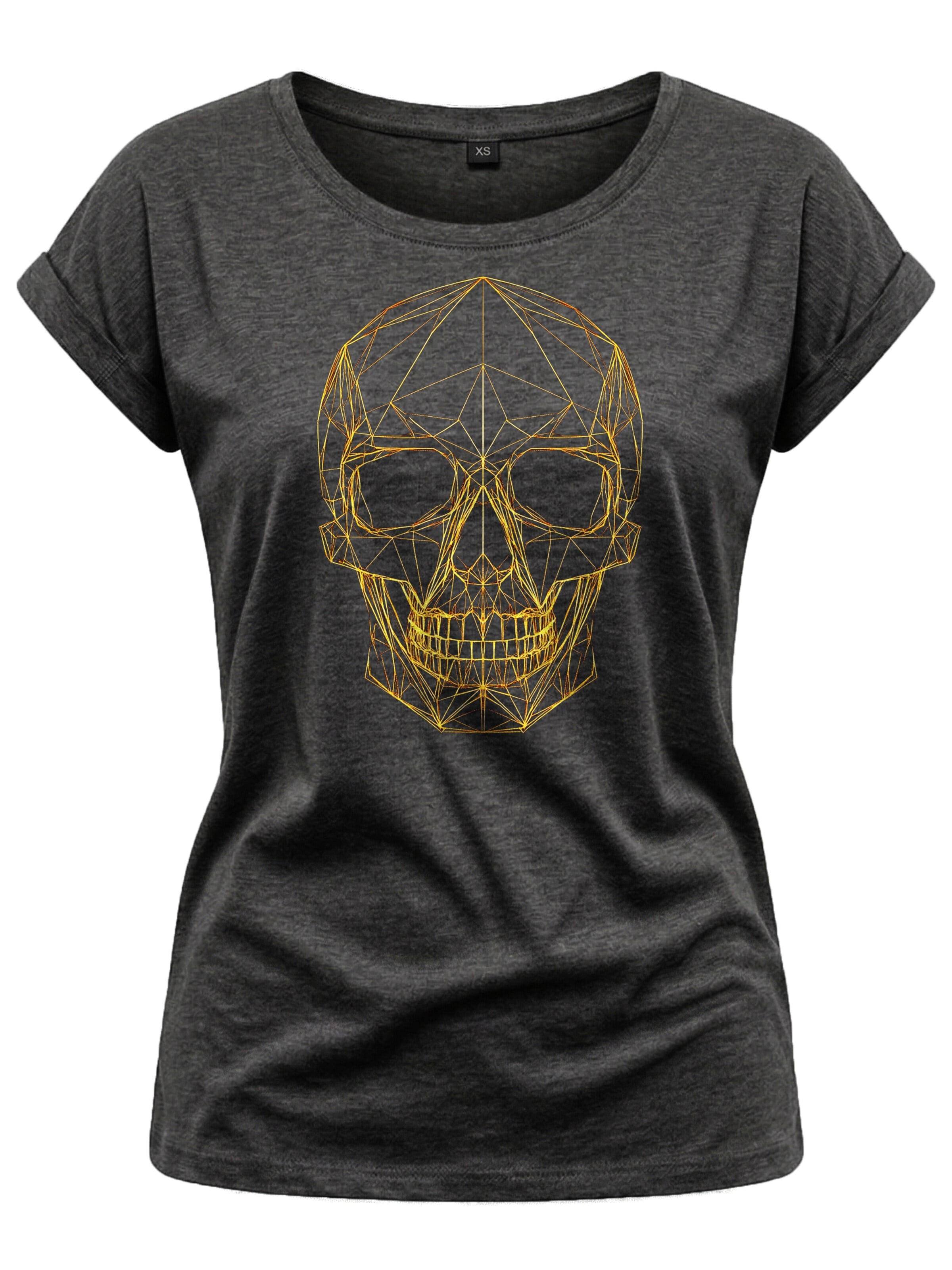 MAKAYA Shirt 'Line Skull' in Grey: front