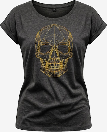 MAKAYA Shirt 'Line Skull' in Grey: front