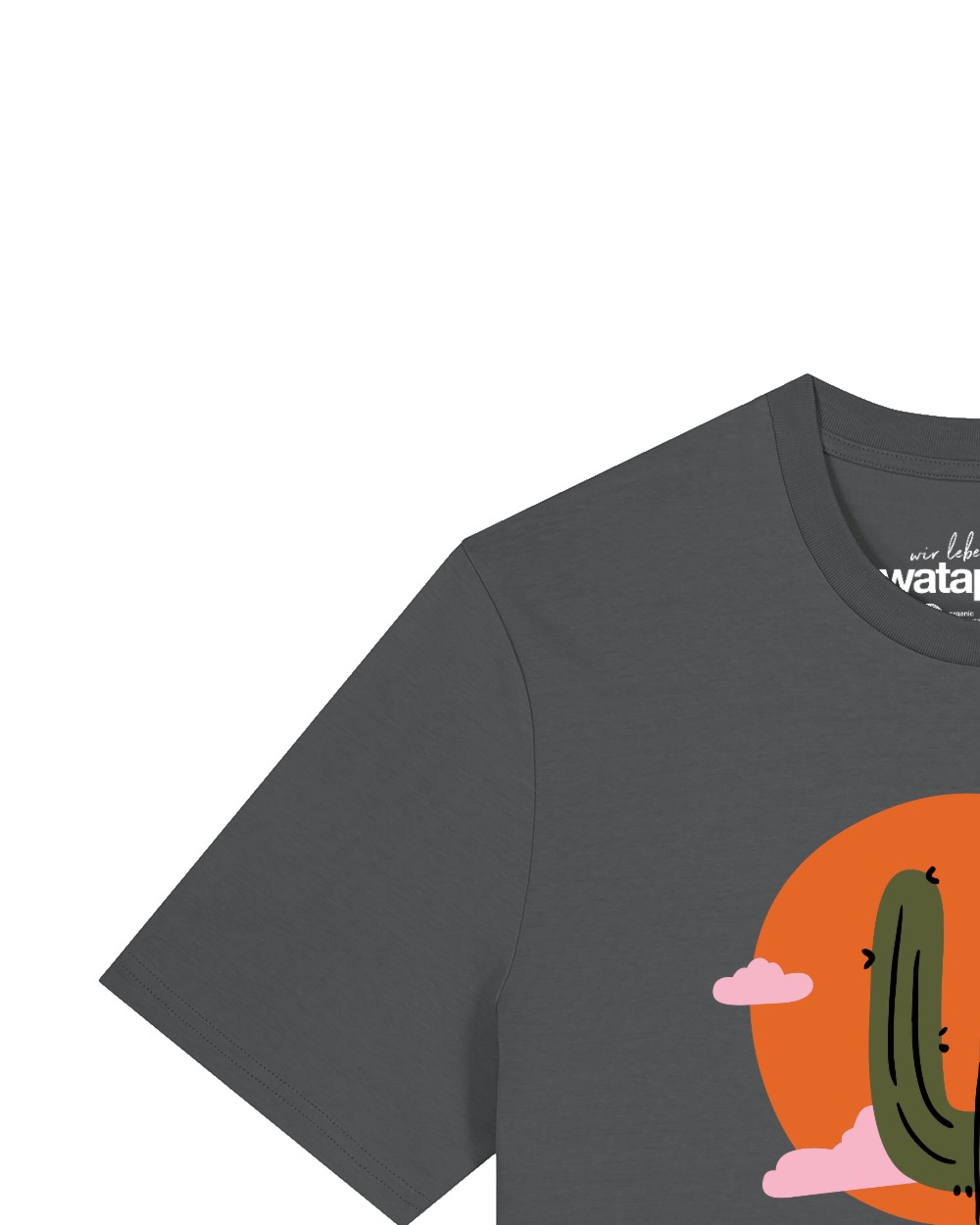 T-Shirt 'Kaktus Im Sonnenuntergang' Watapparel en gris
