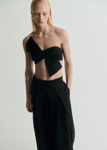 MANGO Wide leg Pleat-Front Pants 'Danielle' in Black