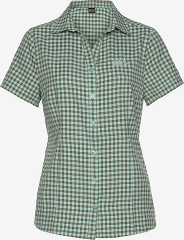 JACK WOLFSKIN Athletic Button Up Shirt 'Kepler' in Green: front