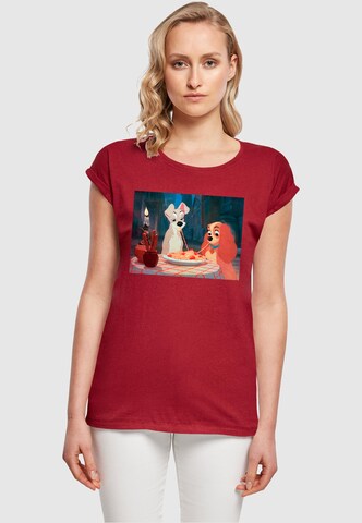 ABSOLUTE CULT T-Shirt 'Lady And The Tramp - Spaghetti Photo' in Rot: predná strana