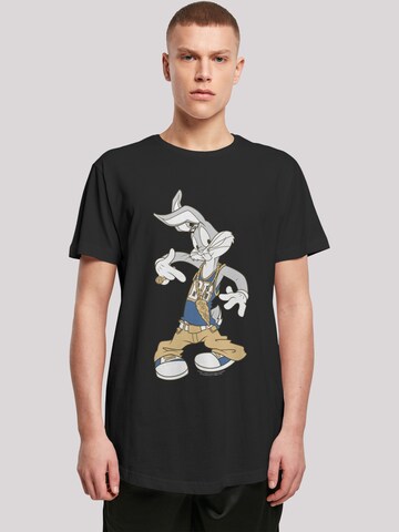 F4NT4STIC Shirt 'Looney Tunes Bugs Bunny Rapper' in Schwarz: Vorderseite