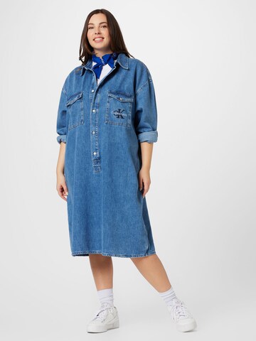 Calvin Klein Jeans Curve Shirt Dress in Blue