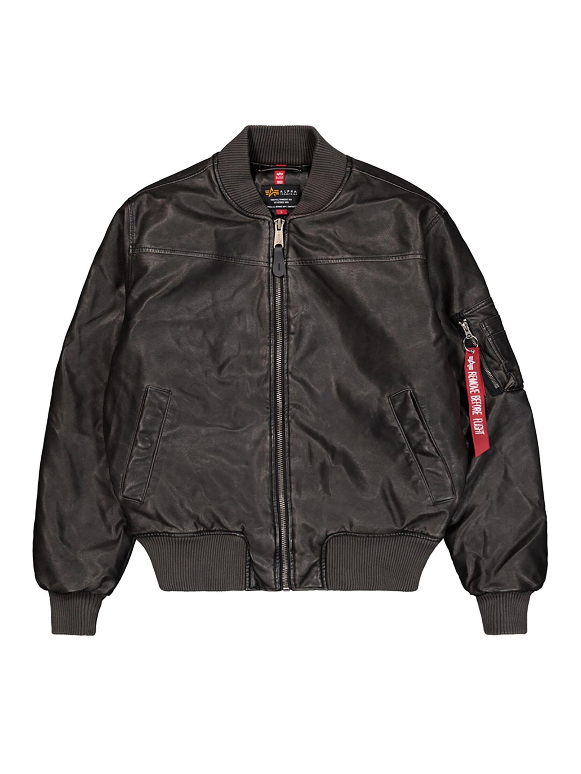 ALPHA INDUSTRIES Übergangsjacke 'MA-1 FL'‌ in Schwarz: Vorderseite