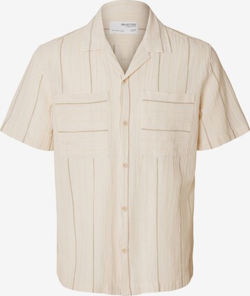 SELECTED HOMME Button Up Shirt in Beige: front