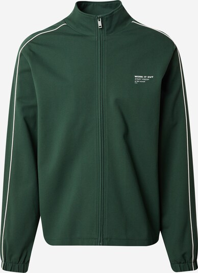 DAN FOX APPAREL Sudadera con cremallera 'Melvin' en verde oscuro / blanco, Vista del producto