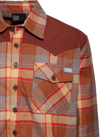 King Kerosin Regular fit Button Up Shirt in Brown