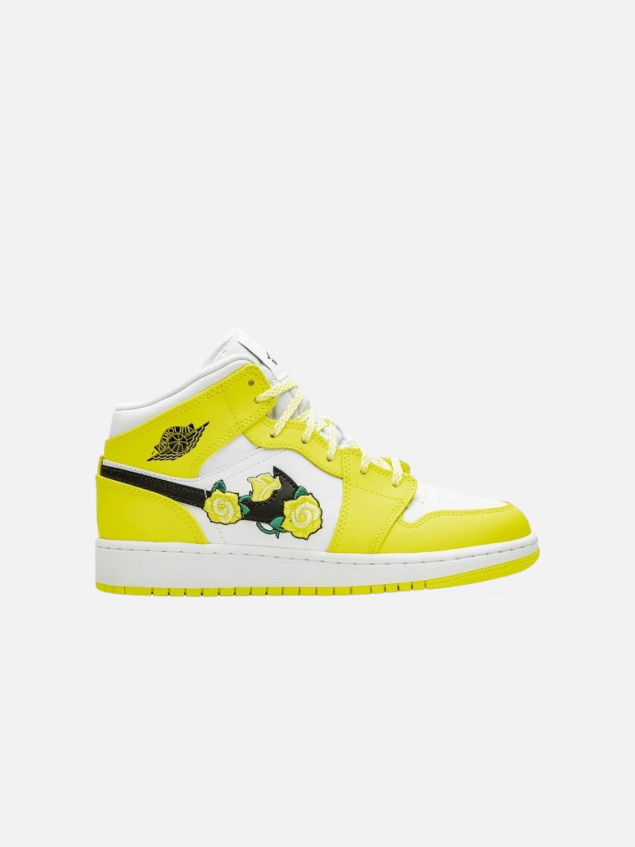 Baskets hautes 'Air 1 Mid Dynamic Floral' Jordan en jaune : devant