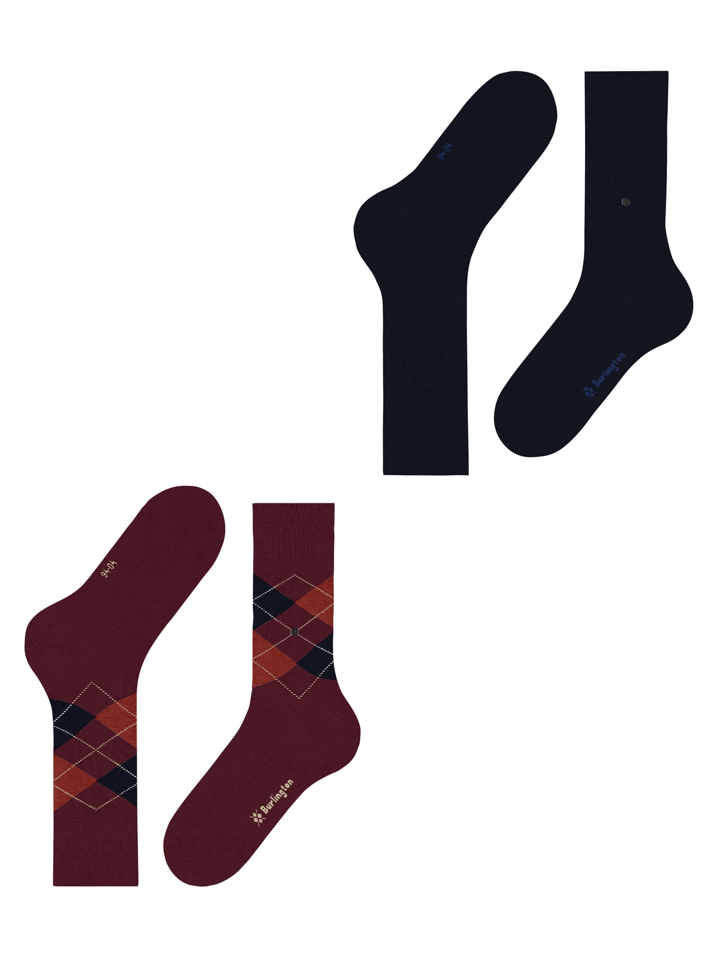 BURLINGTON Socks 'Everyday Argyle Mix 2-Pack' in Purple