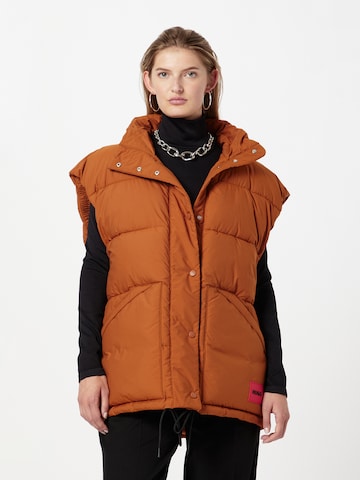 HUGO Vest 'Flori' in Brown: front